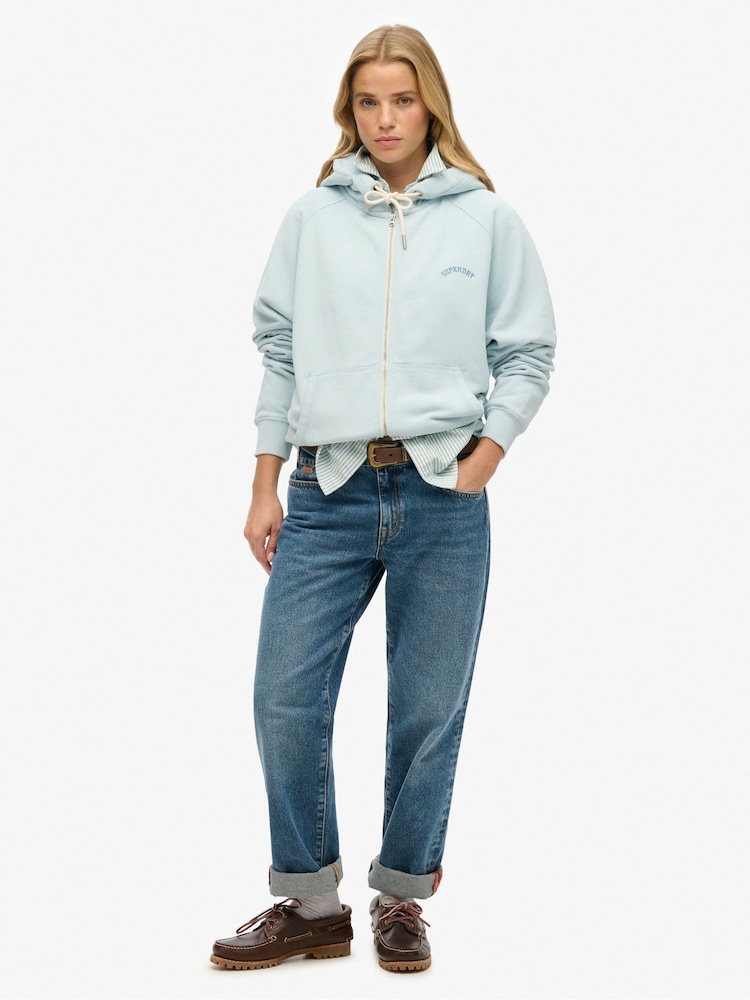 Superdry Blue Oversized Essential Logo Raglan Zip Hoodie - Image 3 of 6