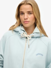 Superdry Blue Oversized Essential Logo Raglan Zip Hoodie - Image 4 of 6