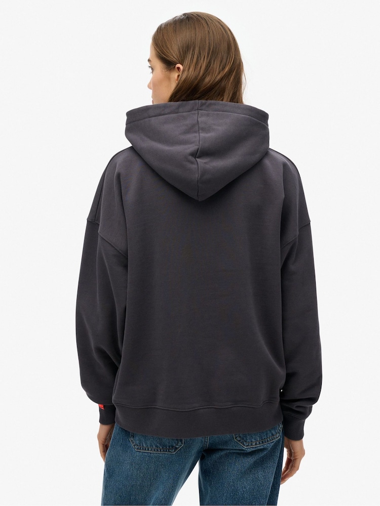 Superdry Grey Tokyo Vintage Logo Relaxed 100% Cotton Hoodie - Image 2 of 6