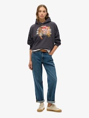 Superdry Grey Tokyo Vintage Logo Relaxed 100% Cotton Hoodie - Image 3 of 6