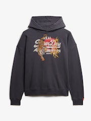 Superdry Grey Tokyo Vintage Logo Relaxed 100% Cotton Hoodie - Image 5 of 6