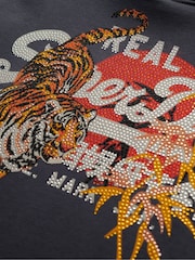 Superdry Grey Tokyo Vintage Logo Relaxed 100% Cotton Hoodie - Image 6 of 6