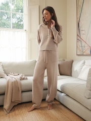 Neutral Knitted Barrel Leg Trousers - Image 3 of 8