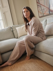 Neutral Knitted Barrel Leg Trousers - Image 4 of 8