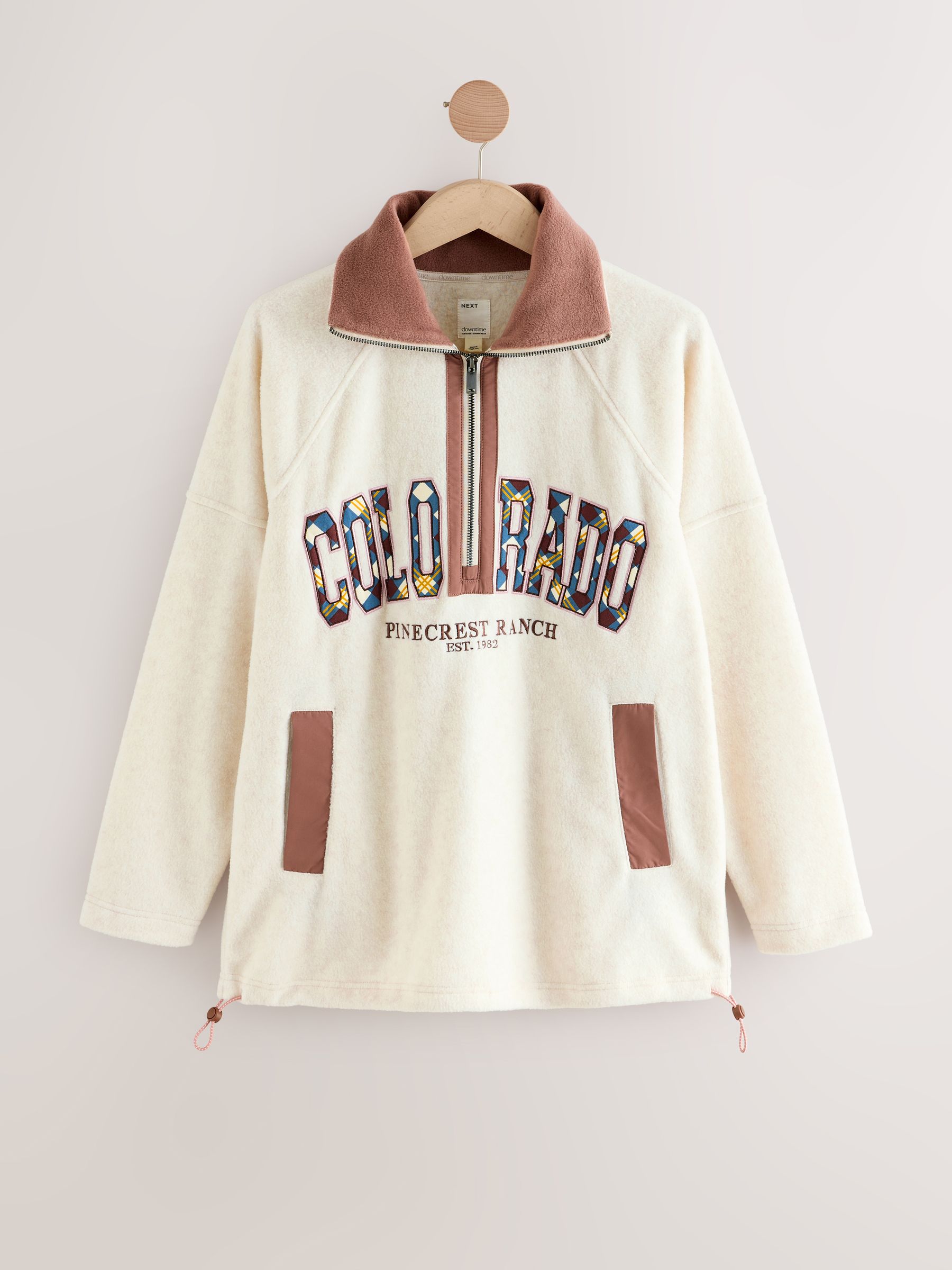 Buy Cream/Neutral Half Zip Graphic Fleece from Next Romania