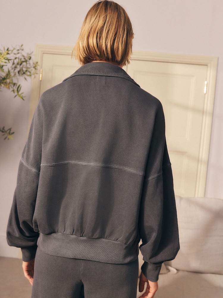 Charcoal Grey Collared Bomber Style Jacket - Image 2 of 10