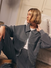 Charcoal Grey Collared Bomber Style Jacket - Image 5 of 10