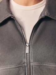 Charcoal Grey Collared Bomber Style Jacket - Image 6 of 10