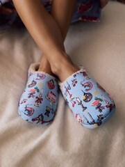 Azul - Pantufas de pelúcia Mule - Imagem 1 de 11