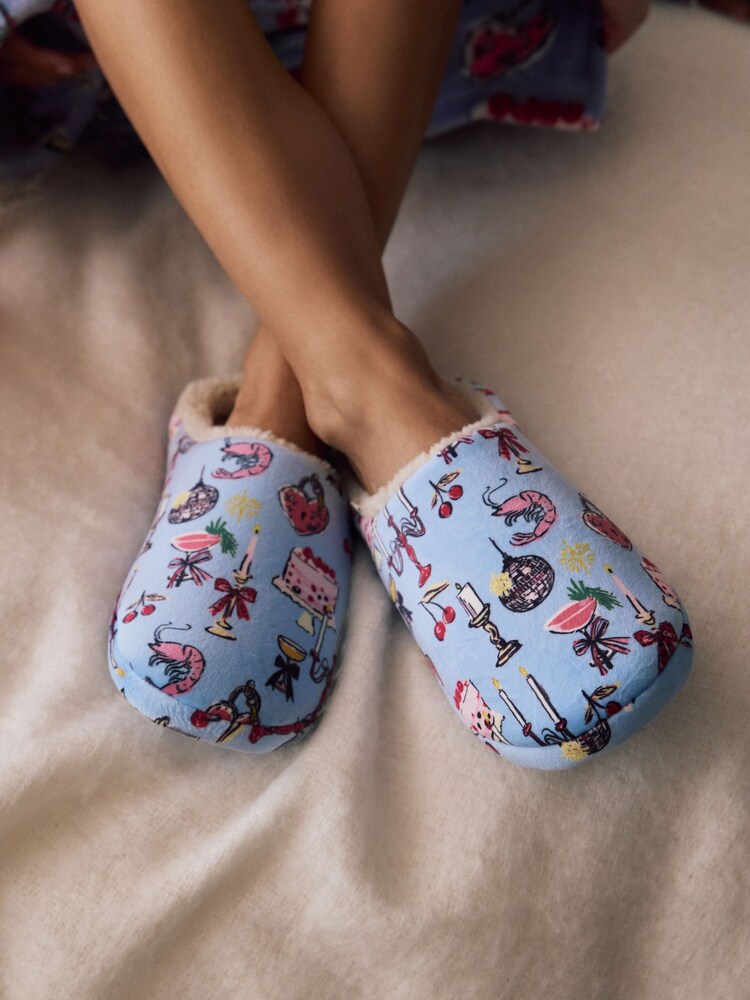 Azul - Pantufas de pelúcia Mule - Imagem 1 de 11