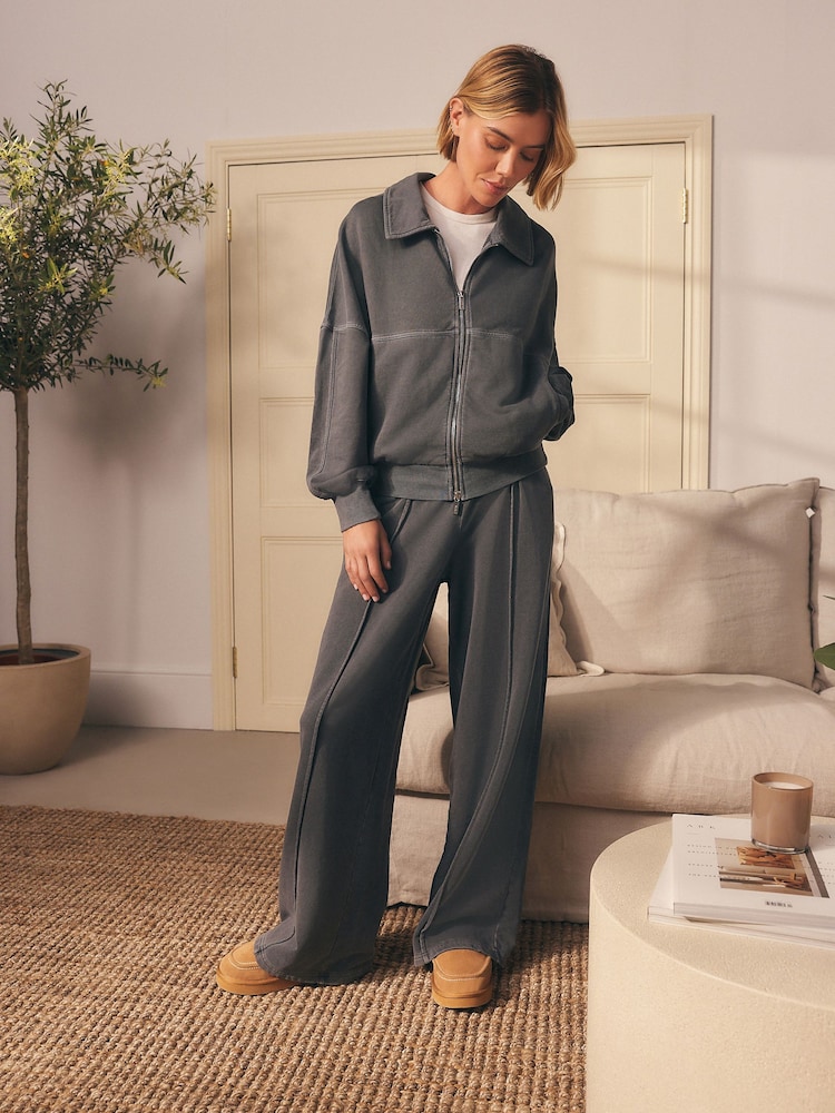 Charcoal Grey Wide Leg Joggers - Image 1 of 10