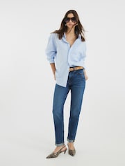 River Island Blue Dark Mom Fit Sculpt Jeans - Image 1 of 4