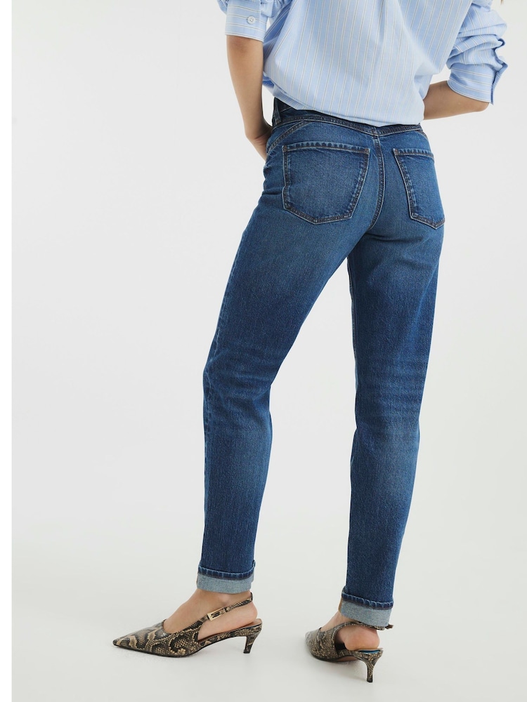 River Island Blue Dark Mom Fit Sculpt Jeans - Image 3 of 4