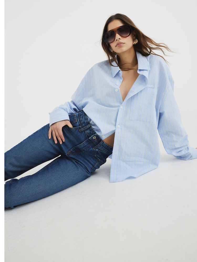 River Island Blue Dark Mom Fit Sculpt Jeans - Image 4 of 4