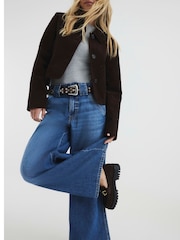 River Island Blue Petite Low Rise Palazzo Wide Leg 100% Cotton Jeans - Image 2 of 4