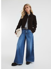 River Island Blue Petite Low Rise Palazzo Wide Leg 100% Cotton Jeans - Image 3 of 4