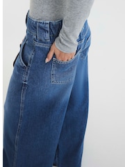 River Island Blue Petite Low Rise Palazzo Wide Leg 100% Cotton Jeans - Image 4 of 4
