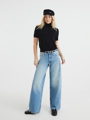 River Island Blue Blue Baggy Wide Leg 100% Cotton Jeans - Image 1 of 4