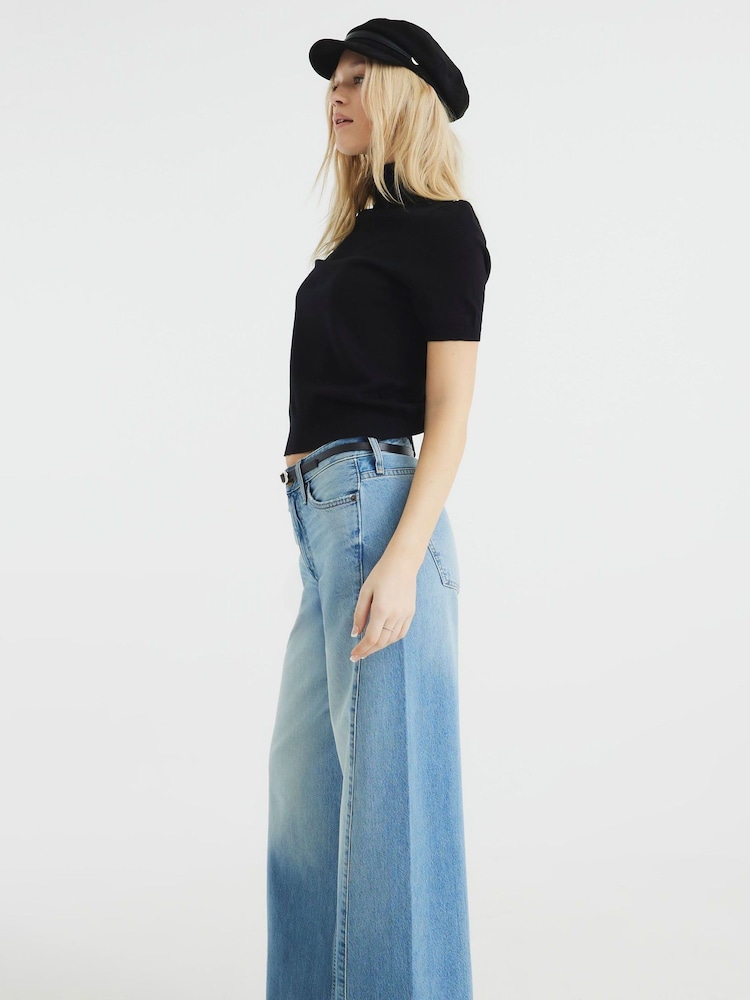 River Island Blue Blue Baggy Wide Leg 100% Cotton Jeans - Image 3 of 4