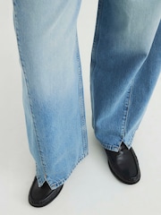 River Island Blue Blue Baggy Wide Leg 100% Cotton Jeans - Image 4 of 4