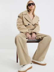 River Island Brown Tailored Baggy 100% Cotton Jeans - Image 3 of 6