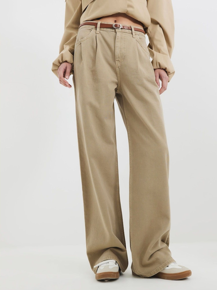 River Island Brown Tailored Baggy 100% Cotton Jeans - Image 4 of 6