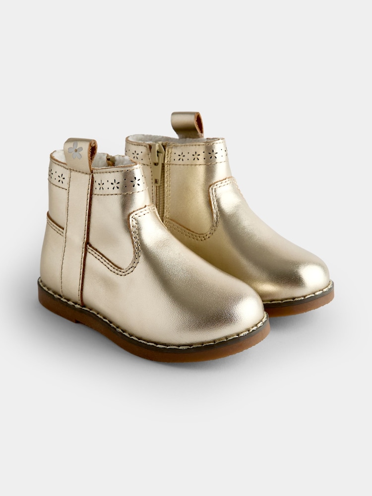 JoJo Maman Bébé Gold Cosy Lined Chelsea Boots - Image 1 of 4