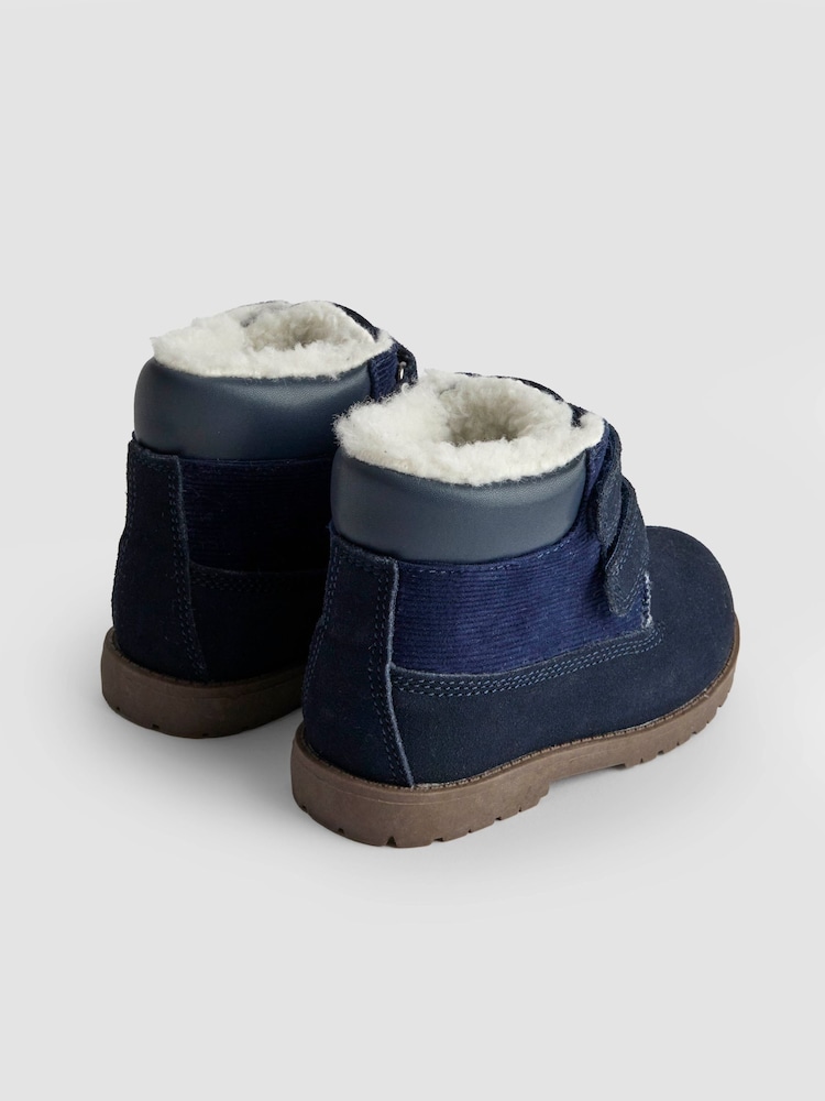 JoJo Maman Bébé Navy Double Strap Cosy Lined Boots - Image 2 of 4 JoJo Maman Bébé Navy Double Strap Cosy Lined Boots - Image 2 of 4
