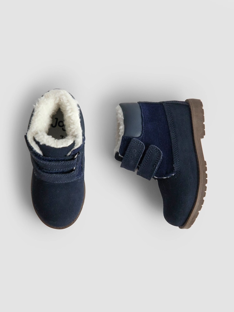 JoJo Maman Bébé Navy Double Strap Cosy Lined Boots - Image 4 of 4 JoJo Maman Bébé Navy Double Strap Cosy Lined Boots - Image 4 of 4