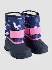 JoJo Maman Bébé Navy Unicorn Alpine Snow Boots - Image 1 of 4
