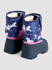 JoJo Maman Bébé Navy Unicorn Alpine Snow Boots - Image 2 of 4