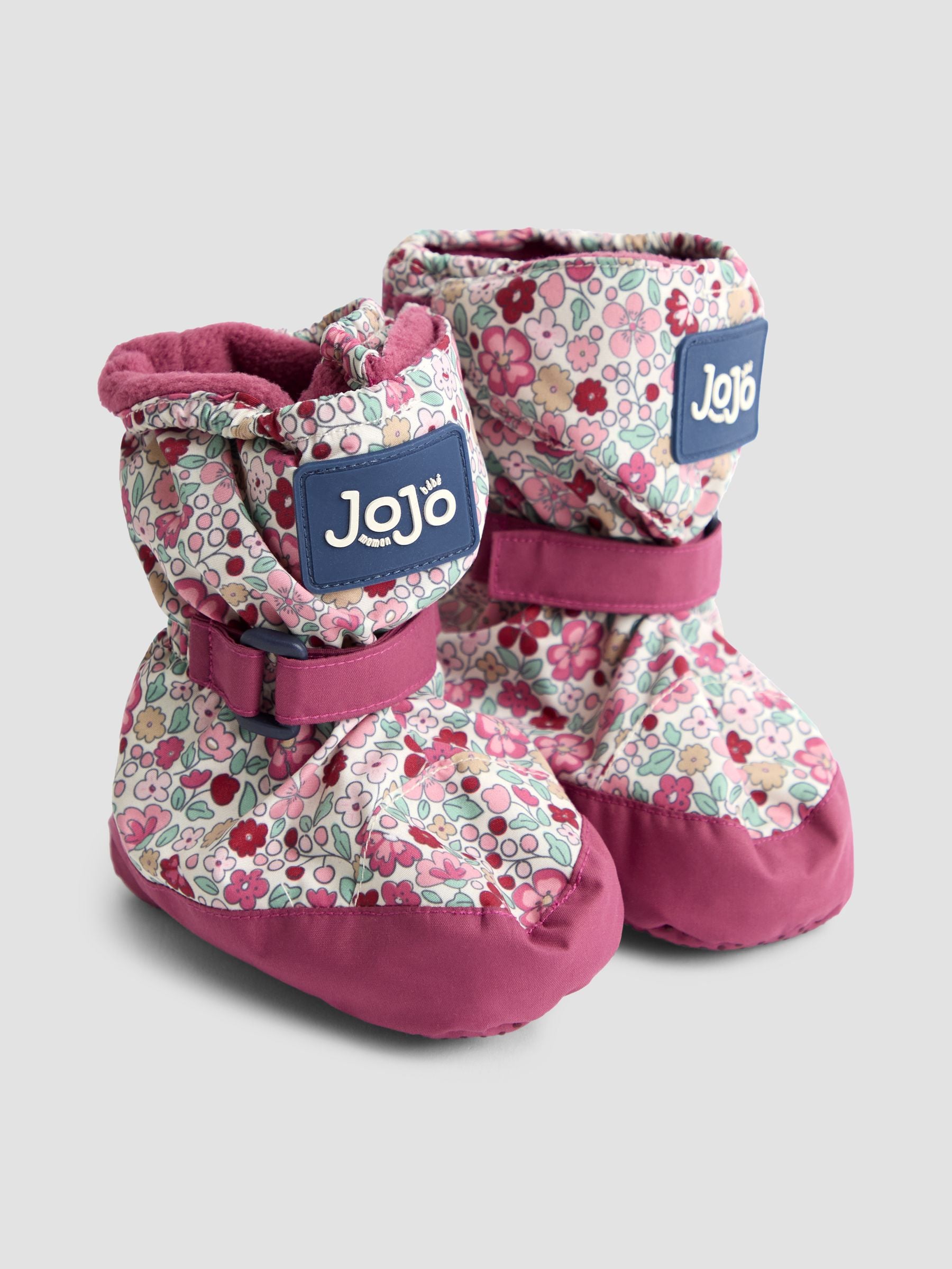 Jojo Maman Bébé Pink Ditsy Fleece Lined Booties