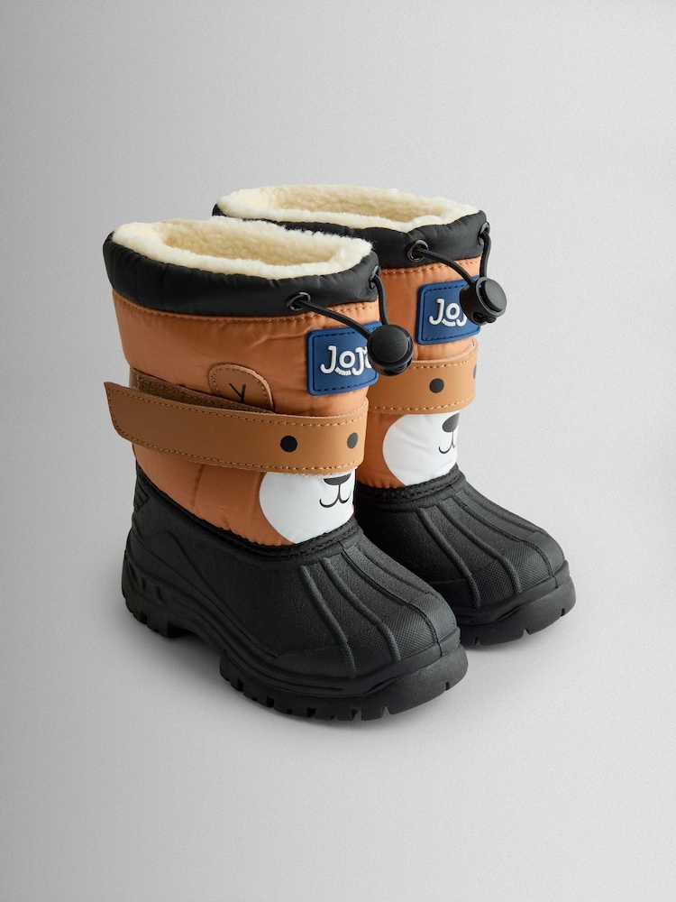 JoJo Maman Bébé Brown Bear Cosy Snow Boots - Image 1 of 7 JoJo Maman Bébé Brown Bear Cosy Snow Boots - Image 1 of 7