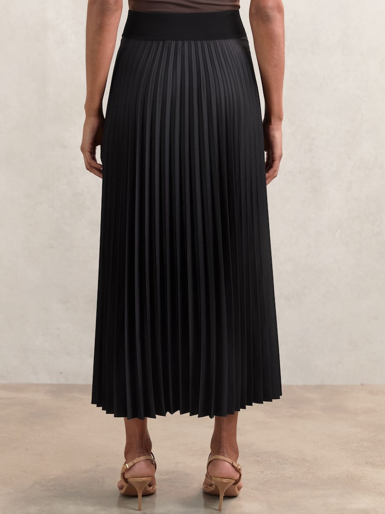 Reiss Black Seren Pleated Midi Skirt - Image 5 of 6