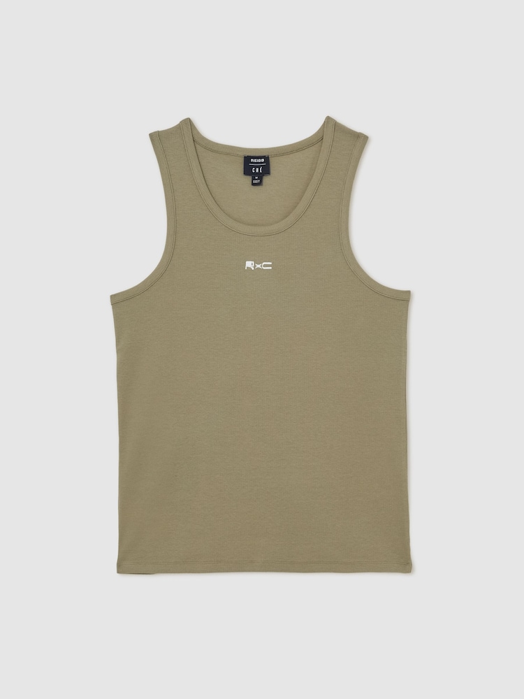 Reiss Sage Green Longa Reiss | Ché Logo-Embroidered Vest - Image 2 of 6