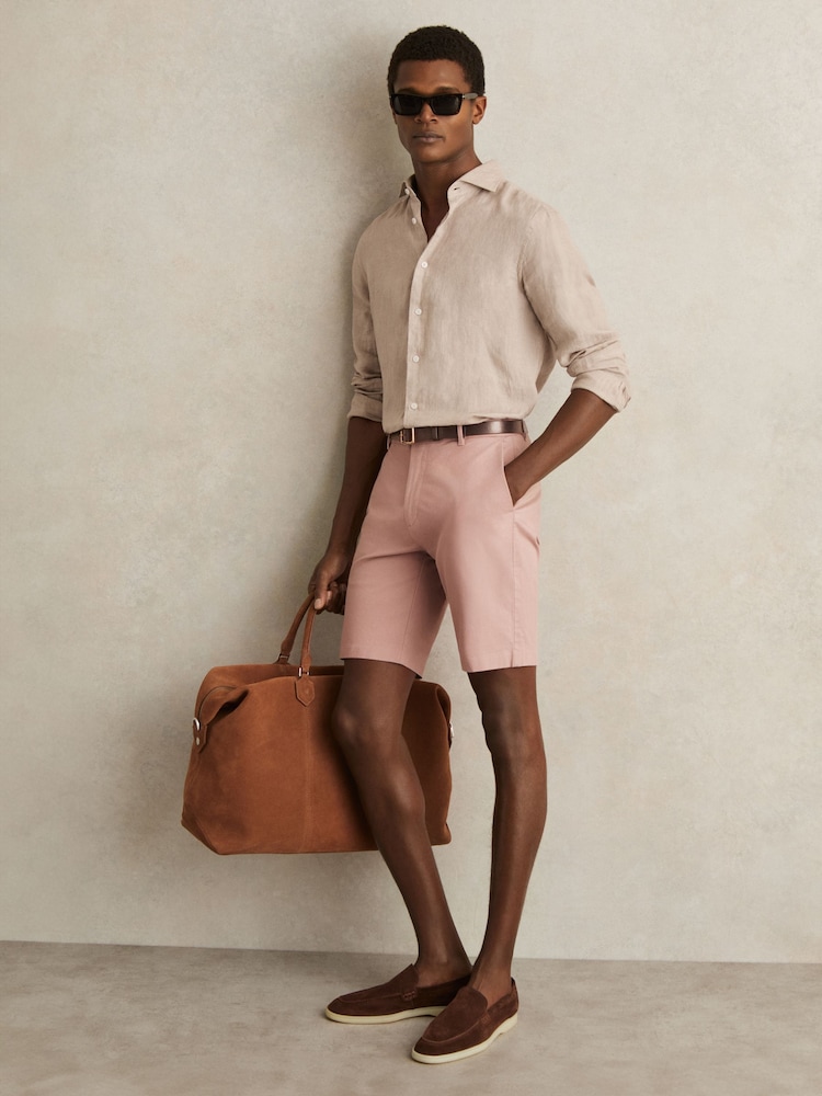 Rosa - Reiss Wicket Cotton Chino Shorts with Stretch - Imagen 1 de 6