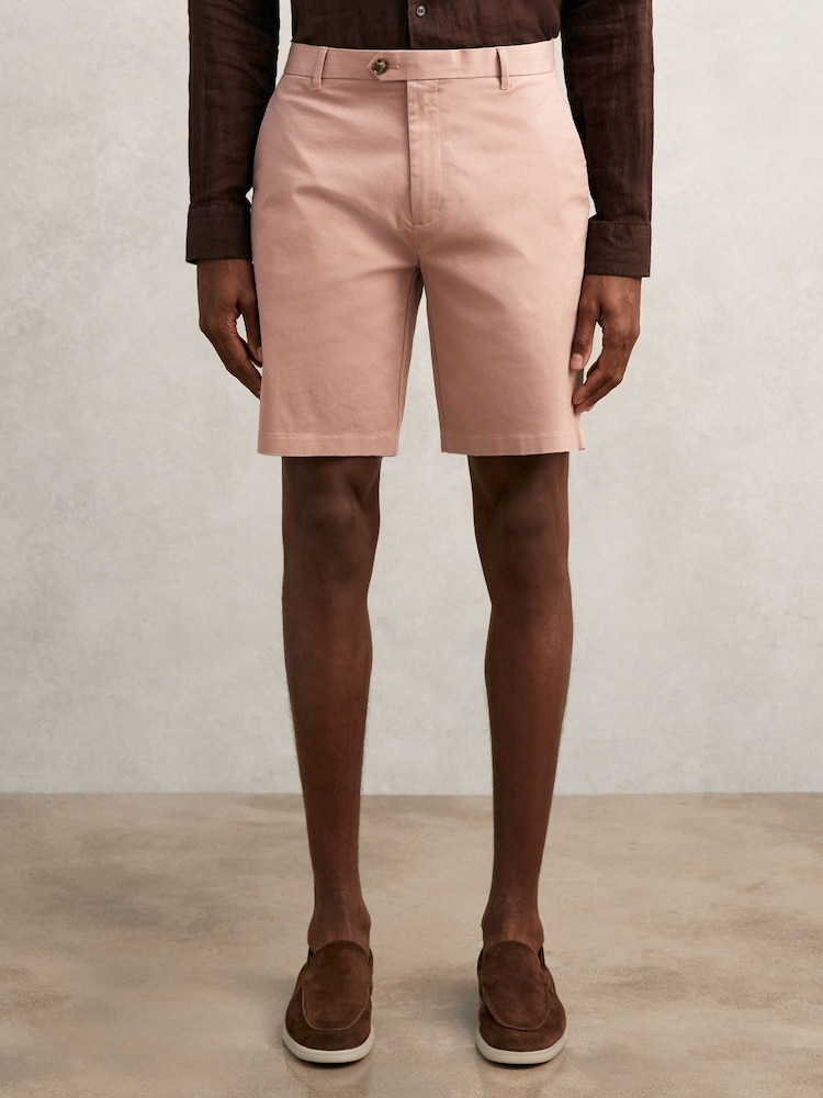 Reiss Rose Pink Wicket Cotton Chino Shorts with Stretch - Image 3 of 6