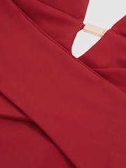 Reiss Dark Red Maya Plunge Halterneck Swimsuit - Image 6 of 6