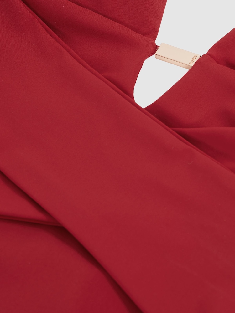 Reiss Dark Red Maya Plunge Halterneck Swimsuit - Image 6 of 6