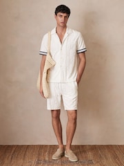 Reiss White Salina Reiss | Ché Towelling Monogram Shorts - Image 1 of 6
