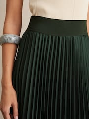 ירוק כהה - Reiss Seren Pleated Midi Skirt - Image 4 of 6