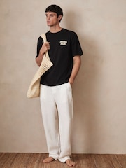 Reiss Black Roda Reiss | Ché Cotton Palm-Print T-Shirt - Image 3 of 6
