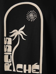 Reiss Black Roda Reiss | Ché Cotton Palm-Print T-Shirt - Image 5 of 6