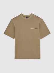 Reiss Sage Green Brava Reiss | Ché Cotton-Linen Sunset T-Shirt - Image 2 of 7
