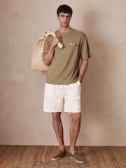 Reiss Sage Green Brava Reiss | Ché Cotton-Linen Sunset T-Shirt - Image 3 of 7