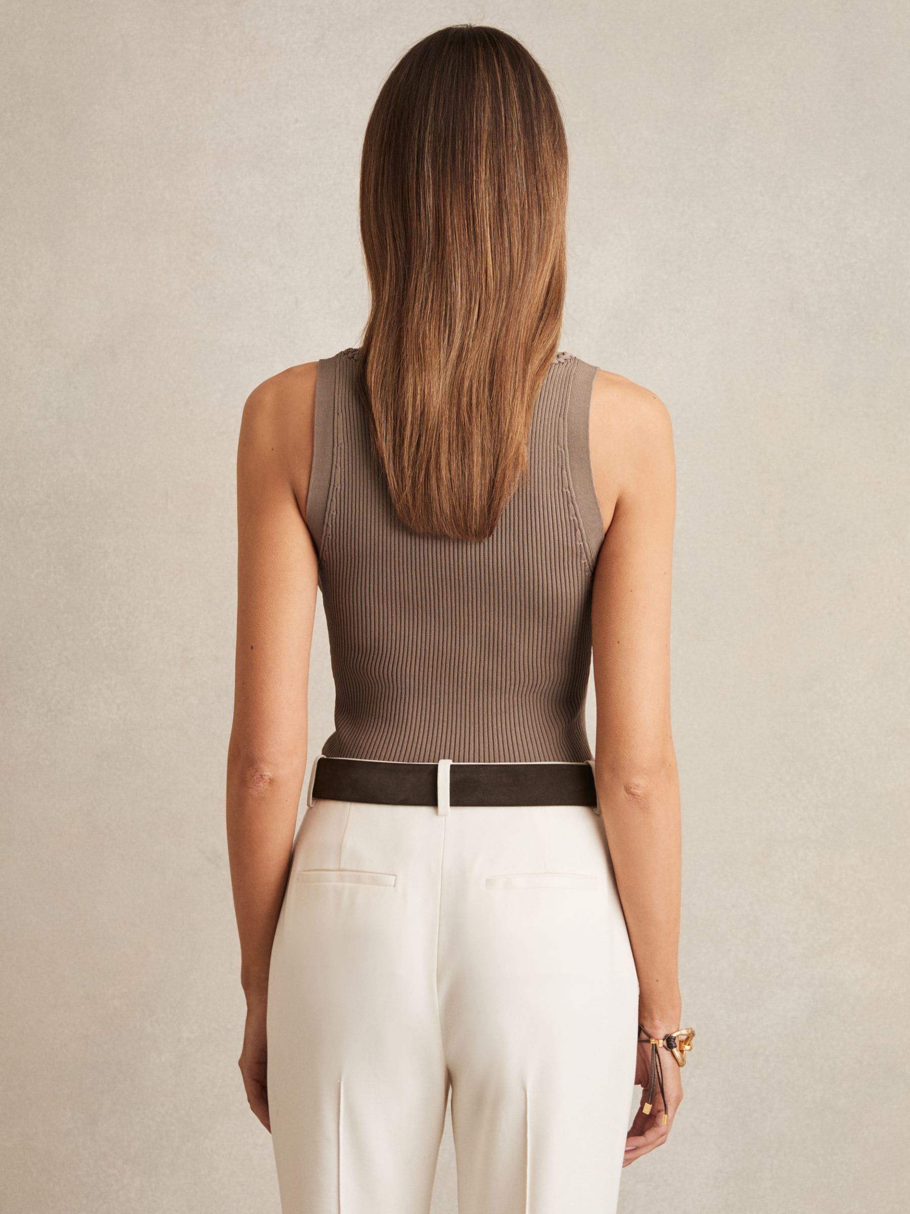 Buy Reiss Mink Lanette Craft-Stitch Rib-Knit Vest from Next USA