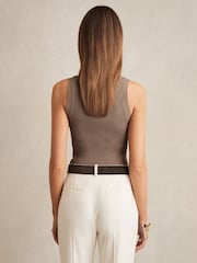Reiss Mink Lanette Craft Stitch Rib Knit Vest - Image 5 of 6