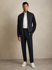 Reiss Navy Found Slim-Fit Drawstring Trousers - Image 1 of 7
