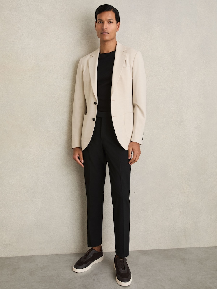 Reiss Black Found Slim Fit Drawcord Trousers - Image 1 of 6