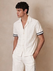Reiss White Kala Reiss | Ché Towelling Monogram Shirt - Image 1 of 6